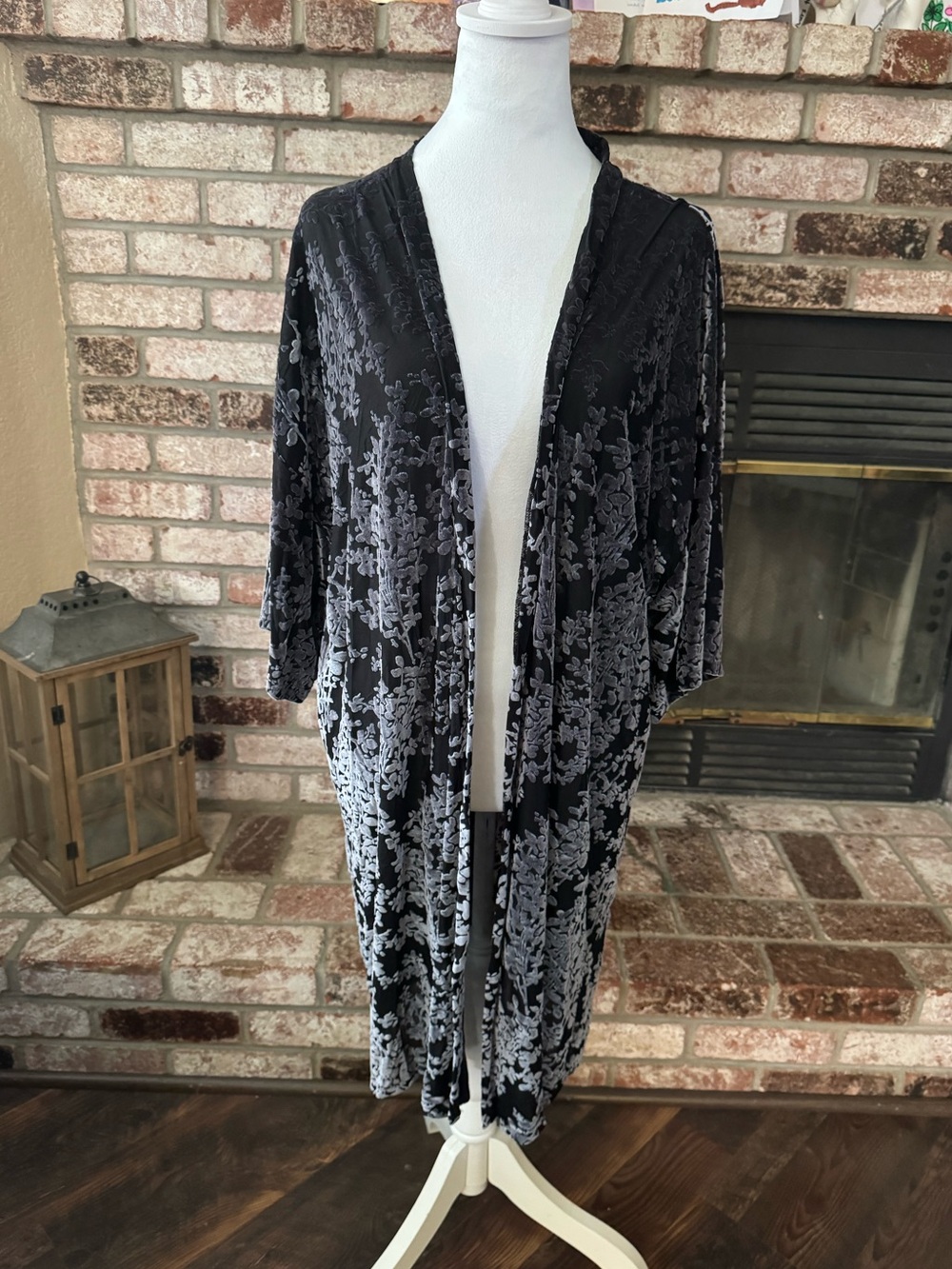 Ginger G Black Velvet Floral Overlay Top